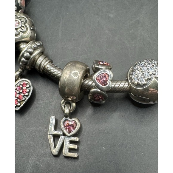 Pandora .925 Sterling Silver Bracelet With 14 Charms & Original Pandora Box - Picture 7 of 9
